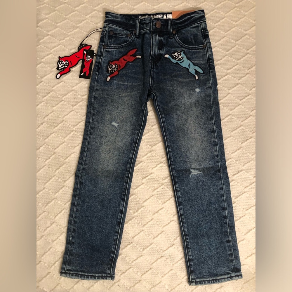 NWT Billionaire Boys Club BBC Ice Cream Kids Running Dog Graphic Jeans 7-8